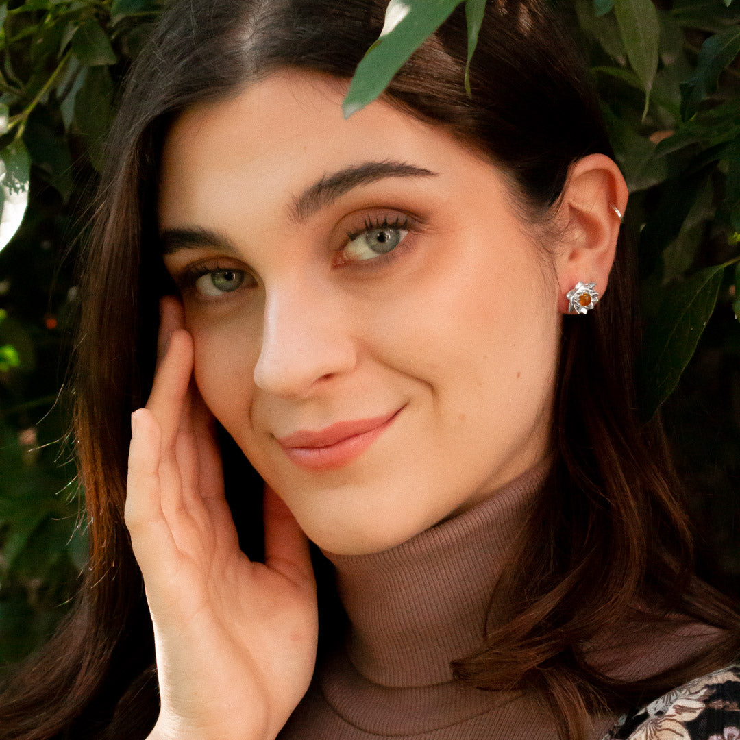 Aros flor de loto con citrino