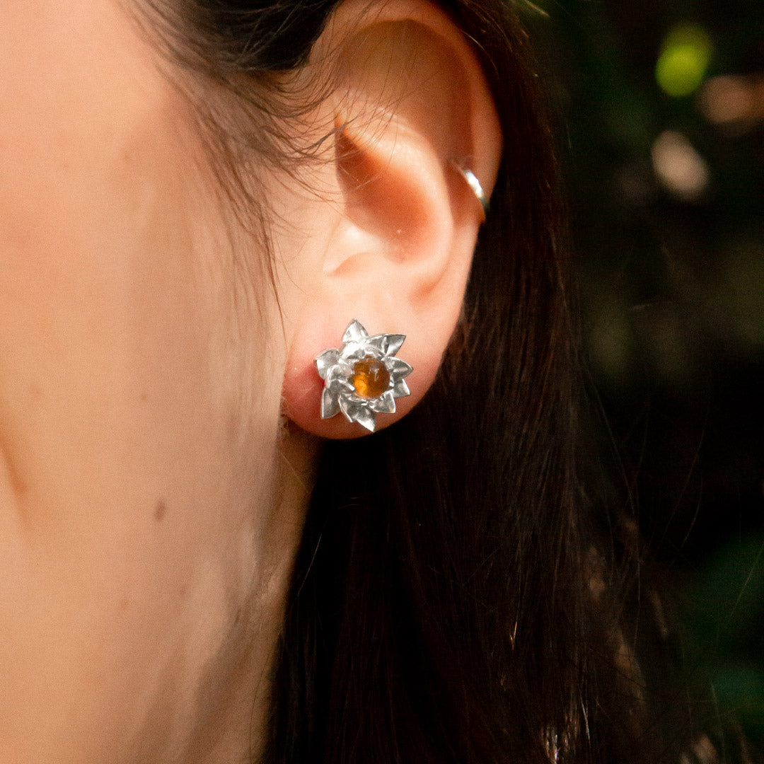 Aros flor de loto con citrino