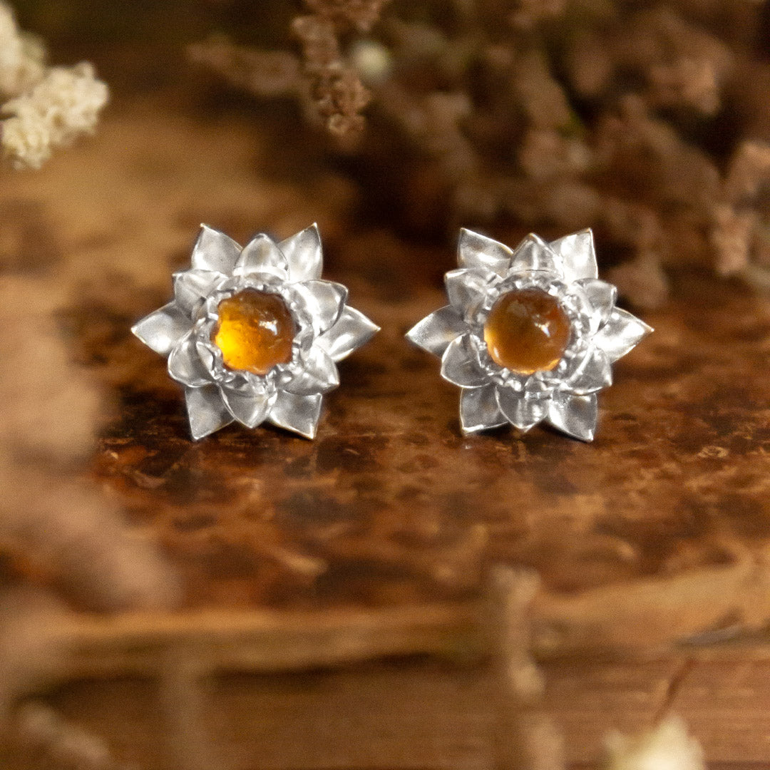 Aros flor de loto con citrino